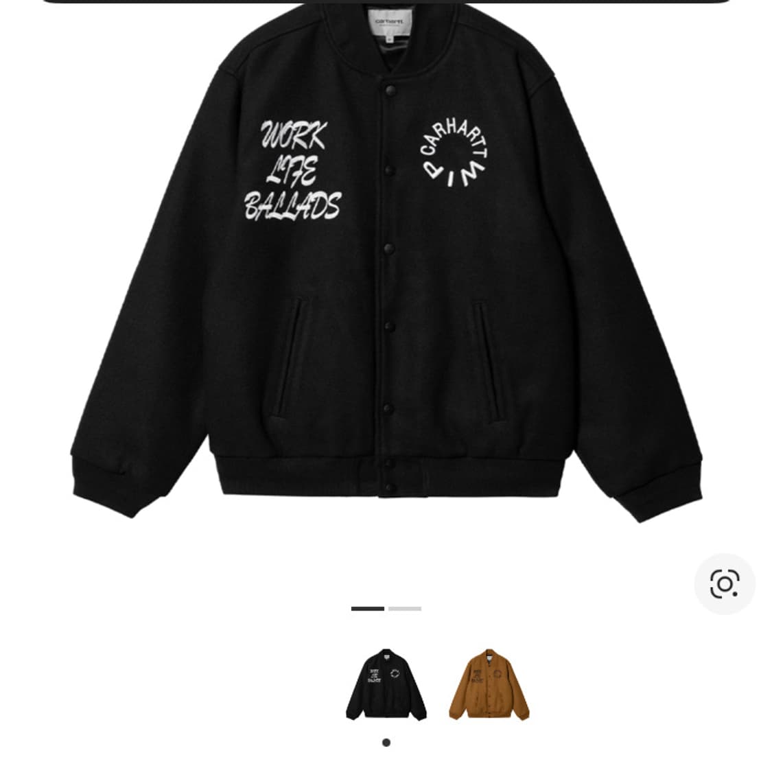 (L)칼하트 WIP 워크 바시티 봄버 블랙  상품이미지2
