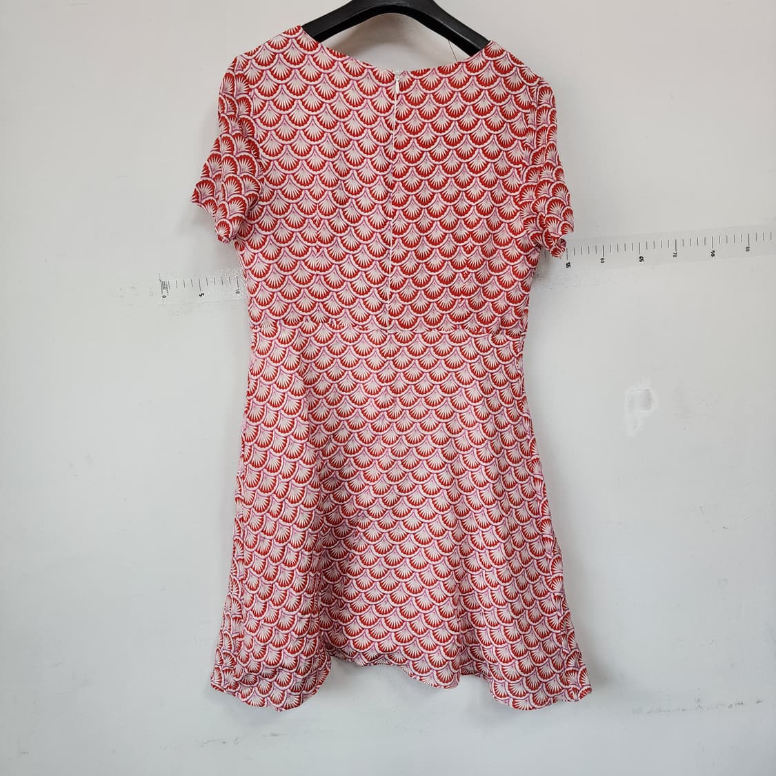토리버치 레드 부채꼴 패턴 반팔 원피스 상품이미지3