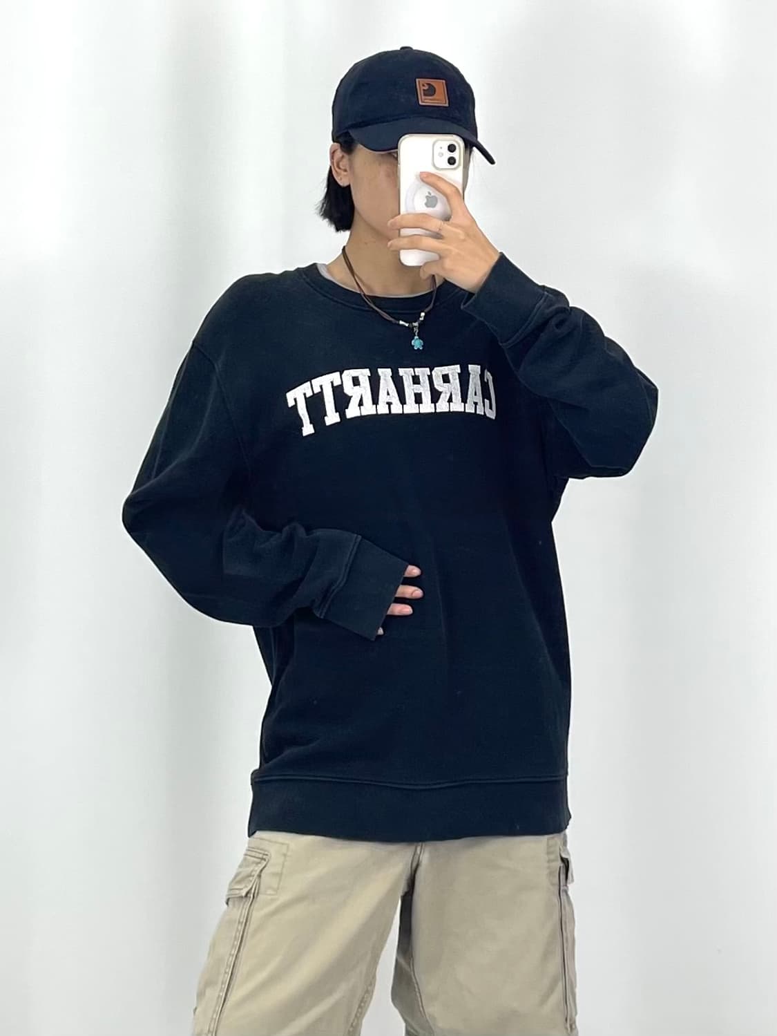  [L]CARHARTT 블랙 로고 긴팔티셔츠 상품이미지1