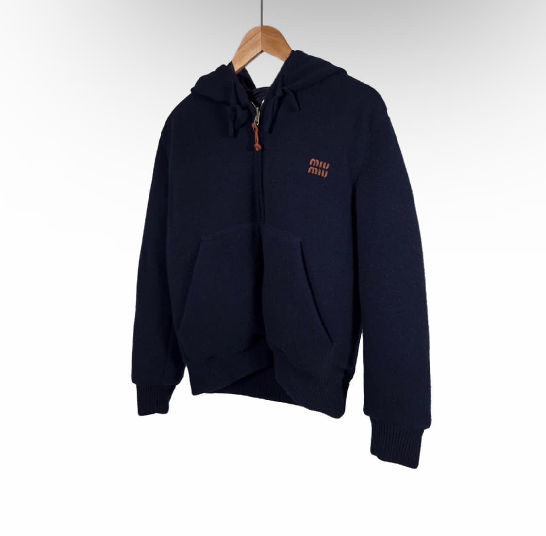 [38] 미우미우 여성 울 캐시미어 다운 후드 집업 자켓 블루 ML949 상품이미지2