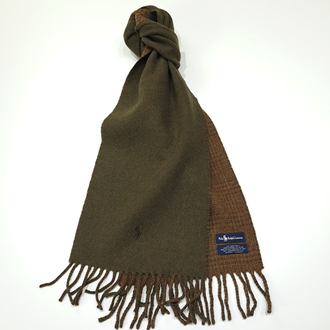 MX638 폴로 90s 이태리판 램스울 양면 하운드투스 머플러 목도리 상품이미지2