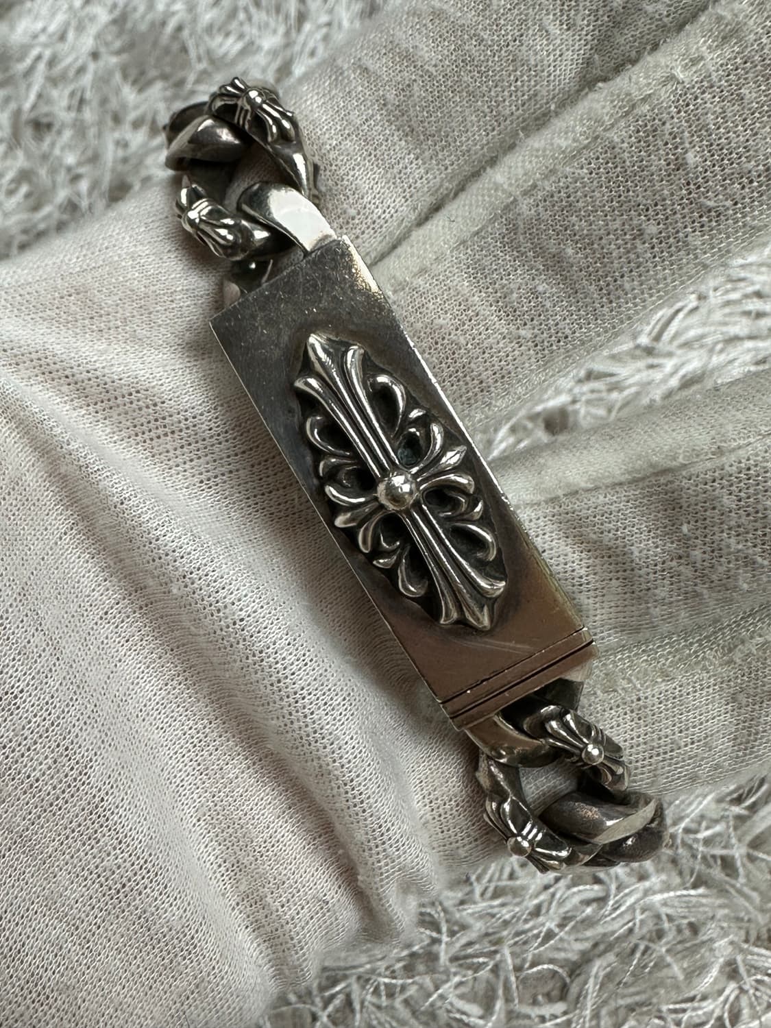 [13 Link] 정품 크롬하츠 플로랄 크로스 팬시 ID 팔찌 상품이미지3