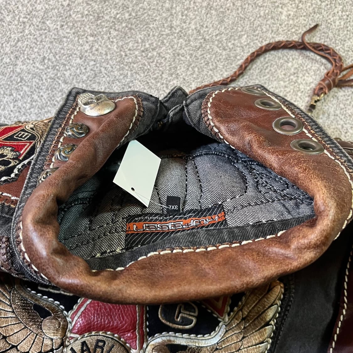 VINTAGE 커스텀 할리 데님 레더 베스트 자켓 상품이미지7