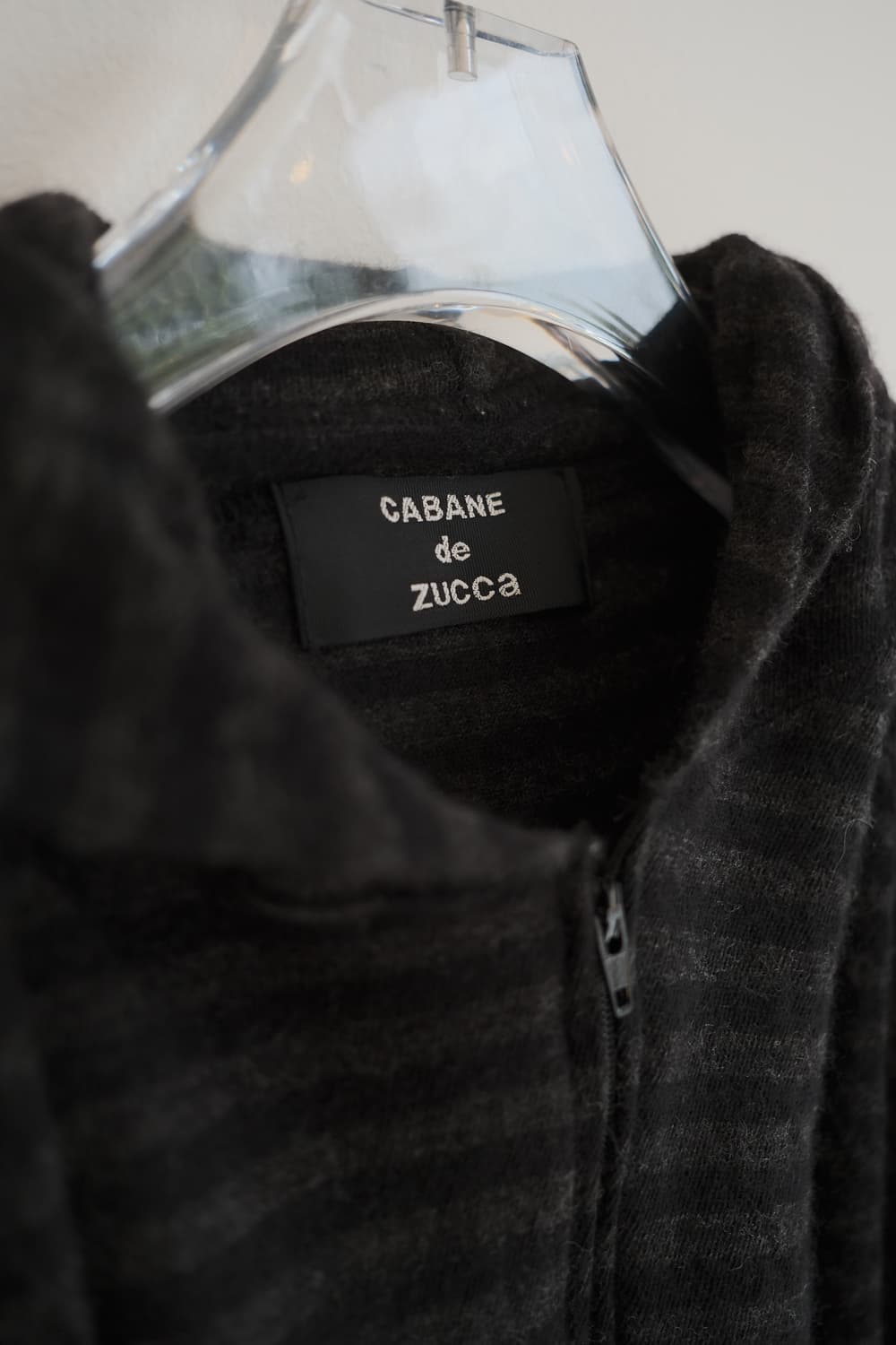 Shirring stripe wool hood zip-up 상품이미지8