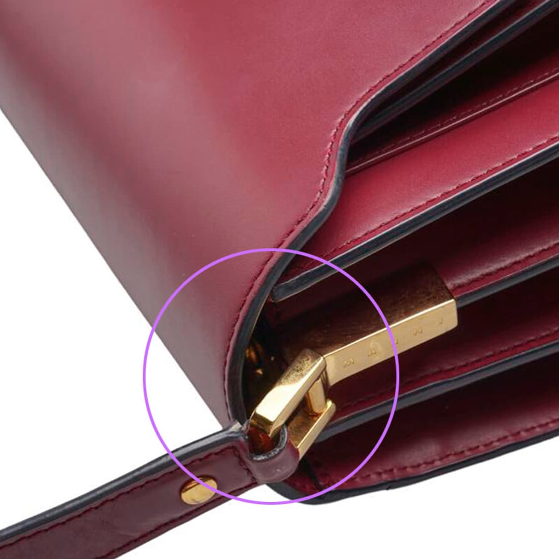 (중고) 마르니 버건디 카프스킨 트렁크 미듐 숄더백 상품이미지9