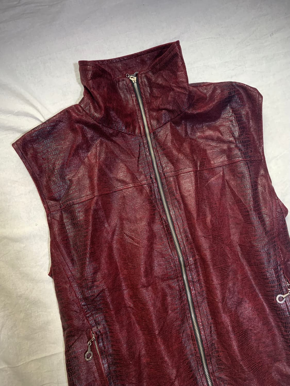 Blood wine red python sleeveless jacket  상품이미지3