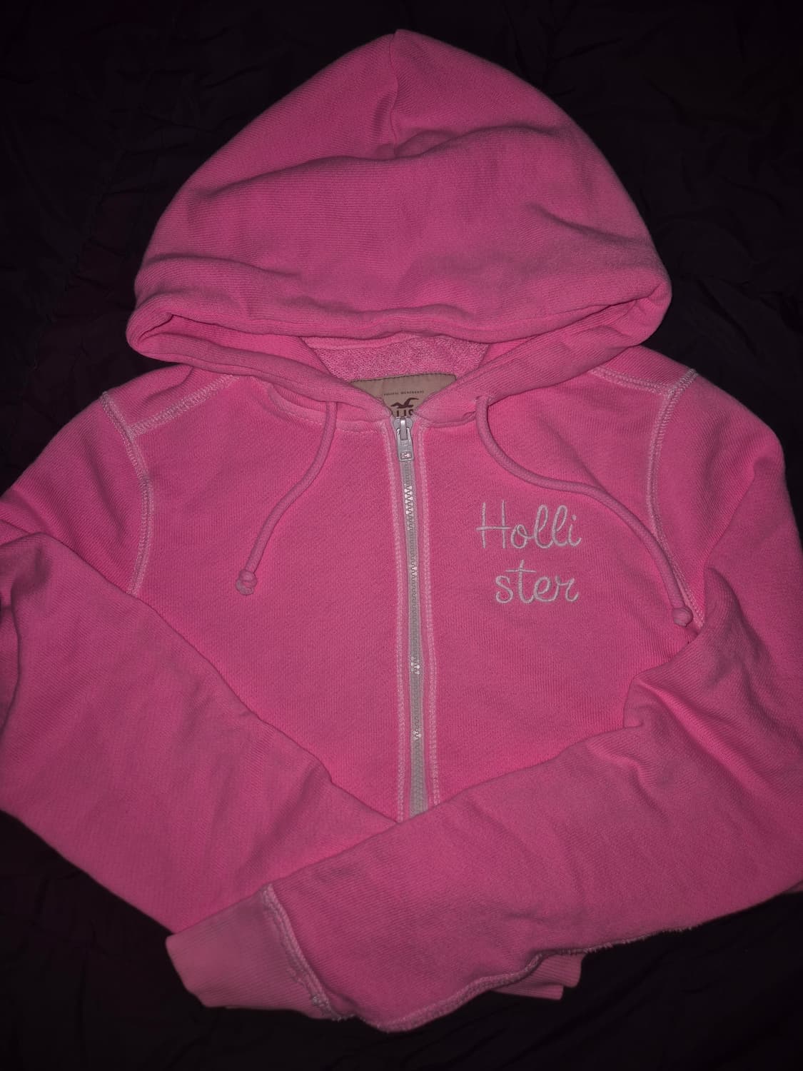 유일매물] 홀리스터 핀터깔 핑크 세미크롭 후드집업 상품이미지1