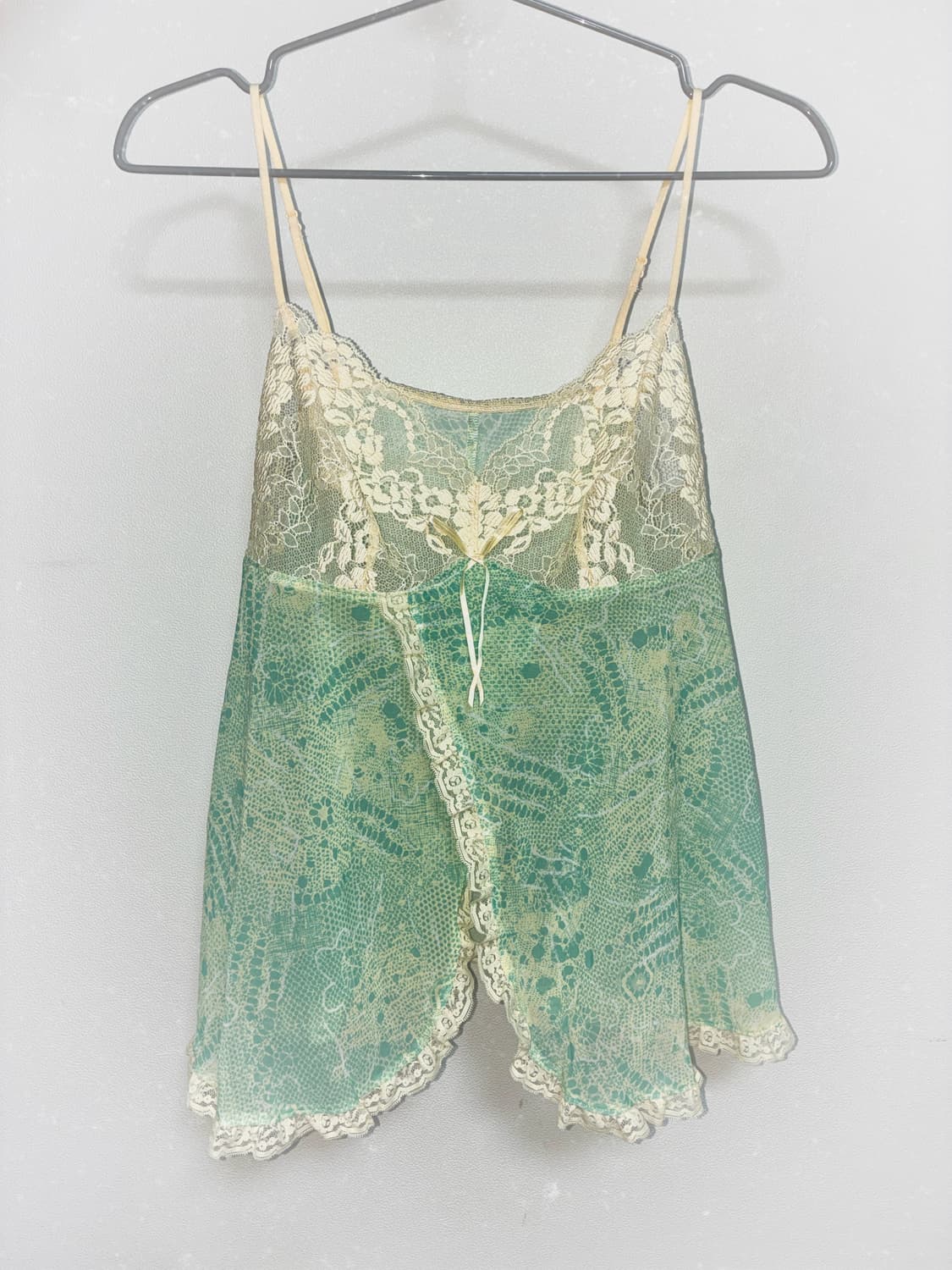 일본 빈티지 페어리 민트 레이스 슬립탑 상품이미지1