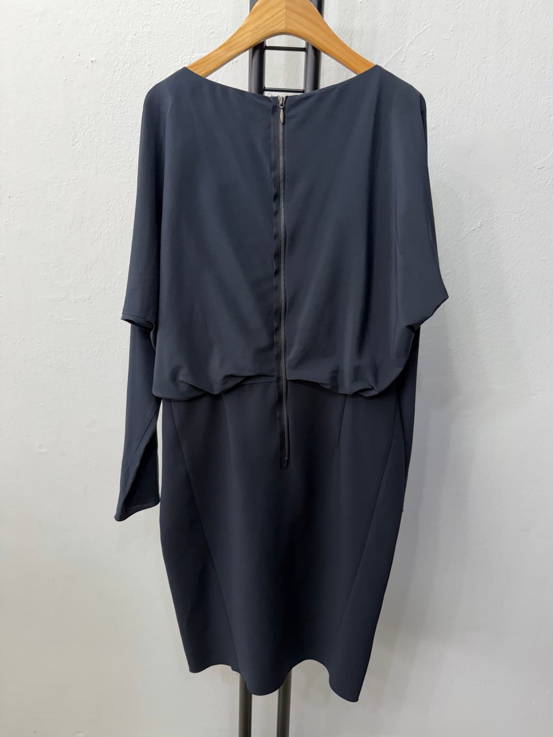 정품) 랑방 한섬 블랙 롱 슬리브 랩 원피스 82 상품이미지5