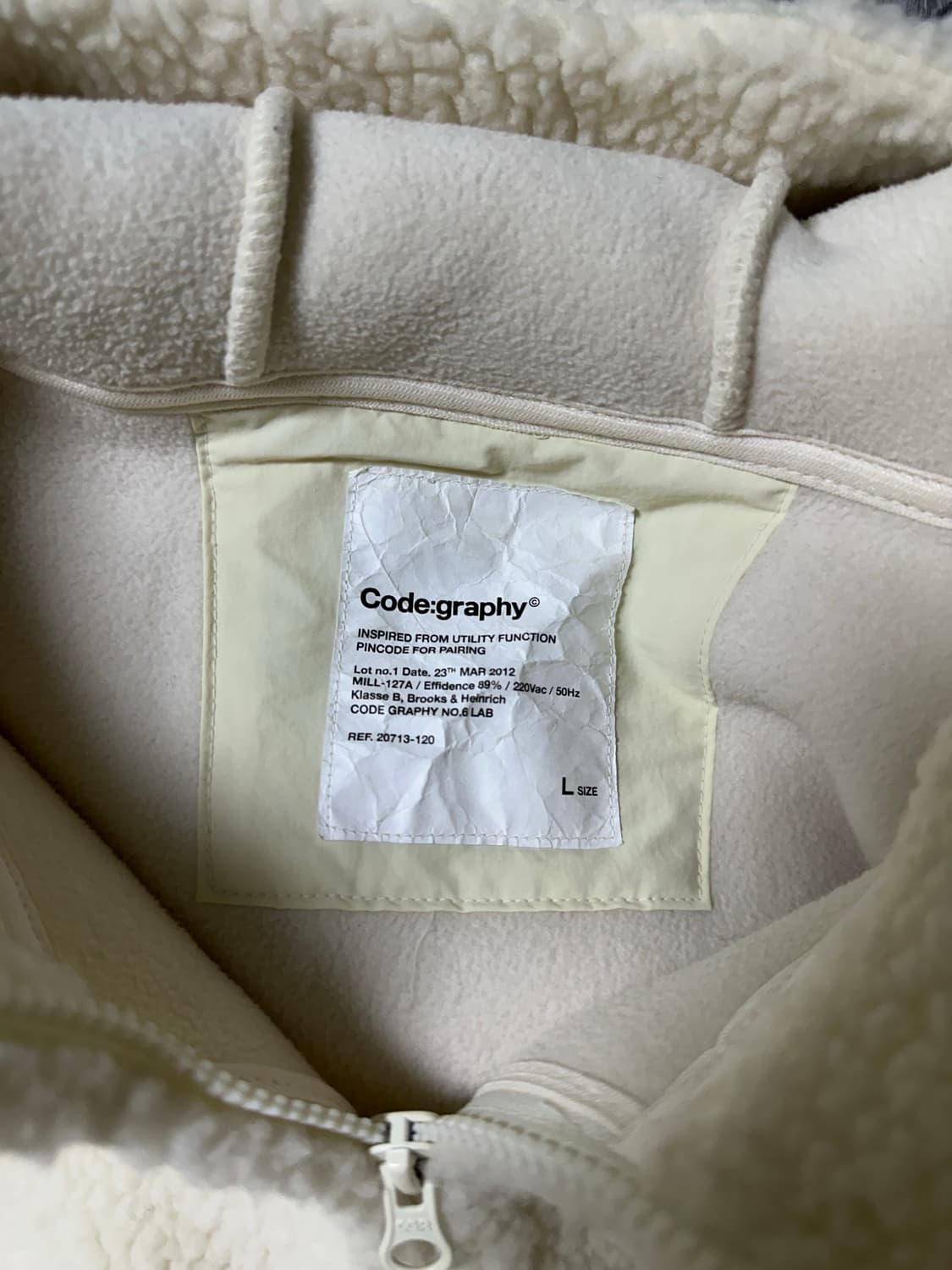 Code:graphy 뽀글이 후드집업 L 사이즈 아이보리 상품이미지3