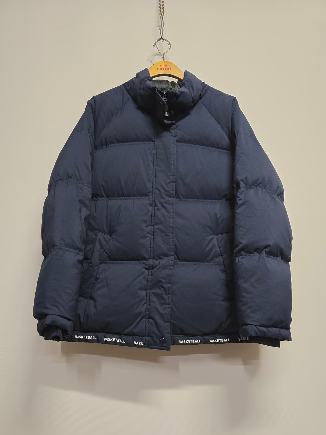 NBA 네이비 안감체크배색 다운패딩 점퍼 상품이미지1