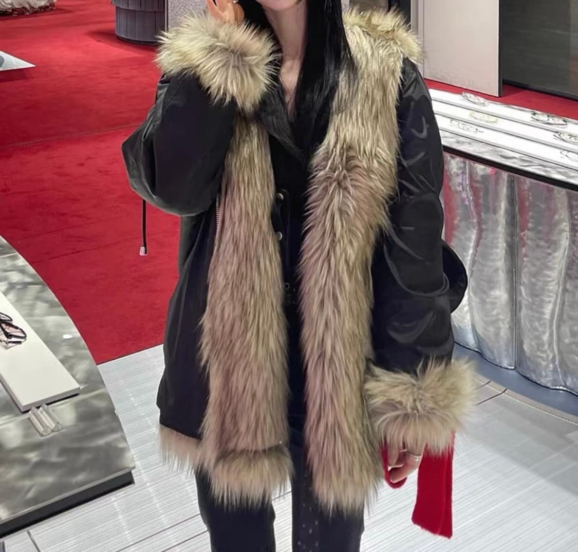 오픈 yy 퍼 후드집업 자켓 오픈와이와이 상품이미지4