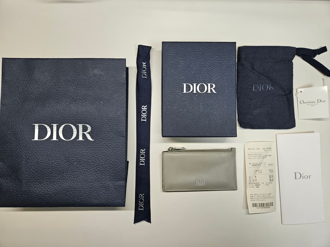 [정품, A급]디올 CD 아이콘 카프스킨 지퍼 카드지갑 상품이미지1