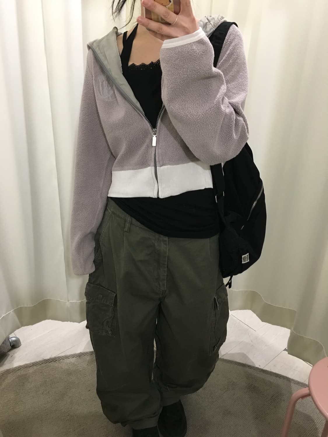 디젤 셔링 배색 후드집업 상품이미지5