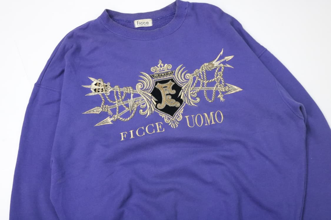 FICCE 피체 요시유키 코니시 빈티지 엠블럼 자수 퍼플 맨투맨 상품이미지3