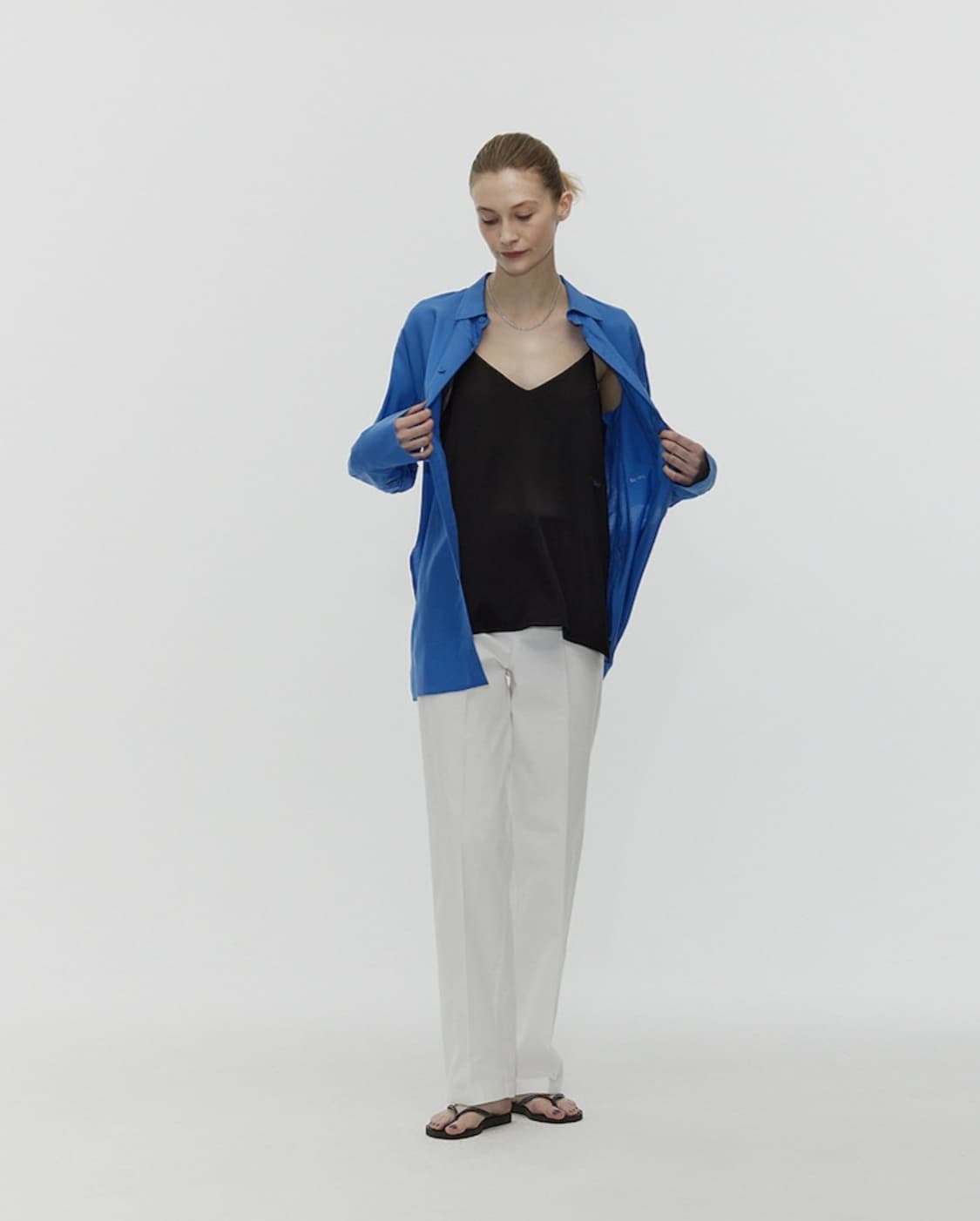 르하스(L'H.A.S) 하이라이즈 스트레이트 팬츠 화이트 상품이미지2