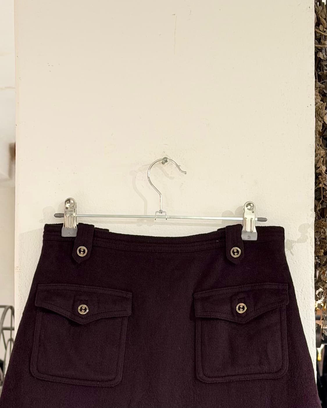 구찌 버건디 앙고라 캐시미어 게더링 투포켓 미니스커트 상품이미지2