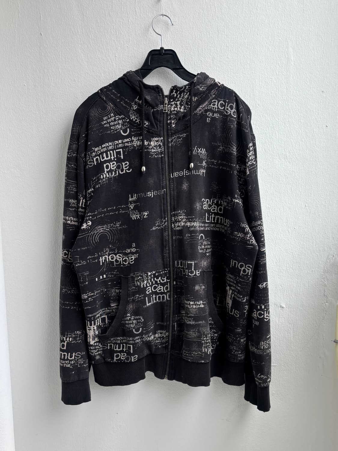 Vintage Typography Print Hood Zip-Up 상품이미지4