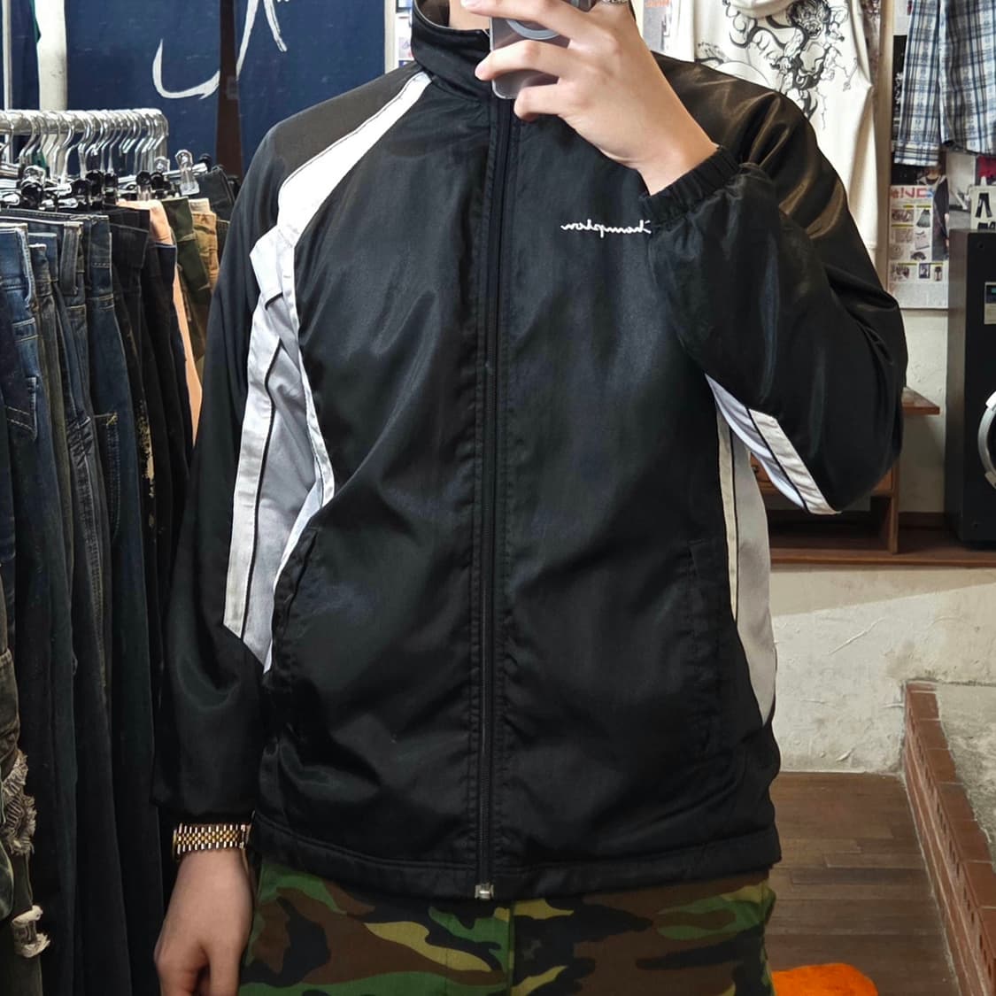 챔피온 일본판 블랙 실버 배색 바람막이 상품이미지2