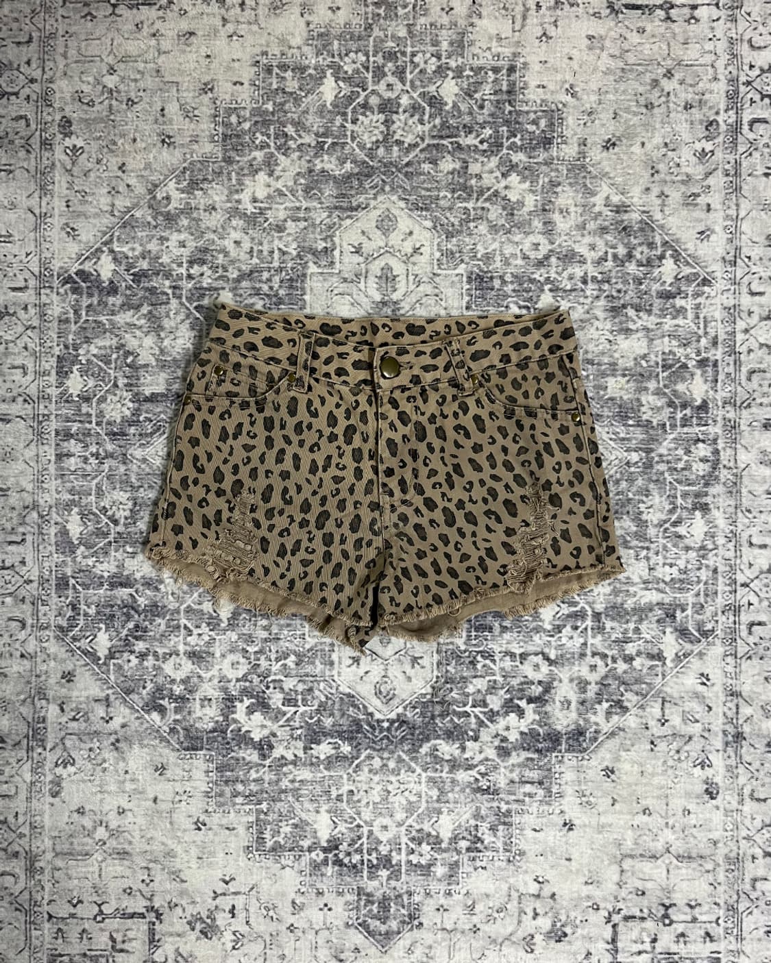 00's Y2K Leopard Distressed Shorts 상품이미지1