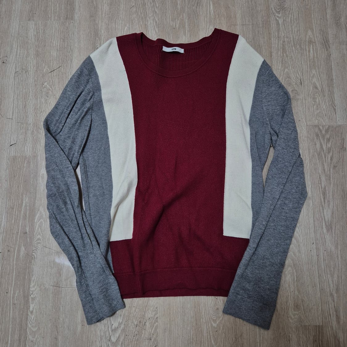 한섬 시스템 배색 라운드 니트 XL(105) 상품이미지1