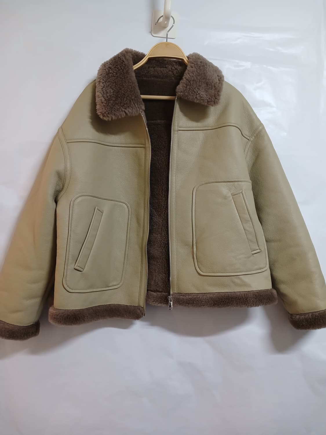 (새상품,88,실측95-100)리오벨 양모100% 인조무스탕 상품이미지6