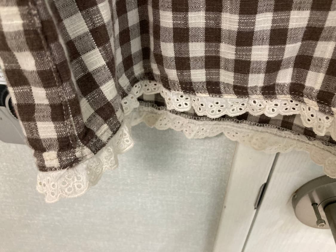 빈티지 모리걸 반팔 브라운 체크 원피스 상품이미지2