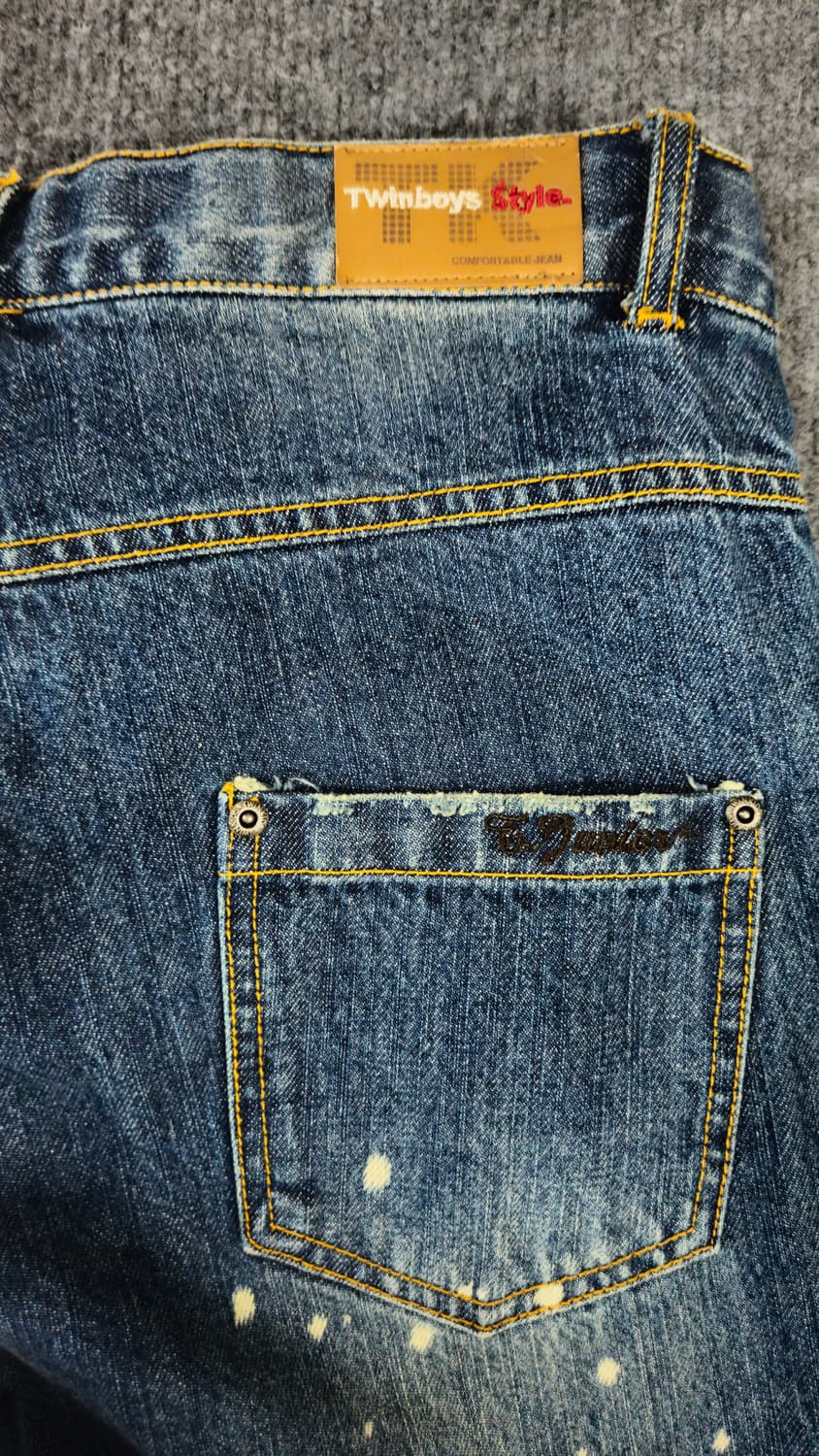 트윈보이즈 스타일 빈티지 워싱 페인팅 데님 팬츠 급처 상품이미지4