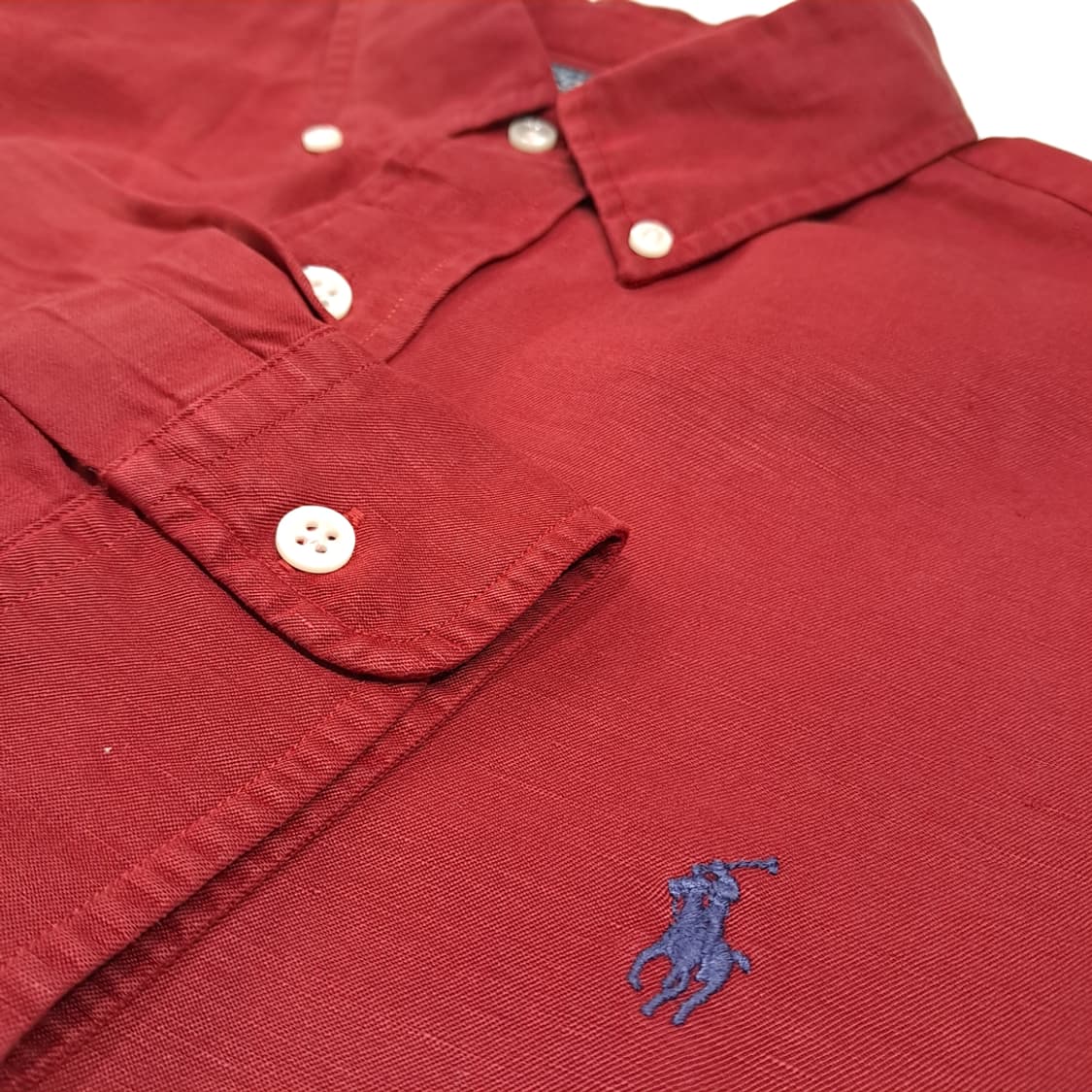 CK055 L 폴로 00s 실크린넨 버튼다운 로얄버건디 셔츠 남방 상품이미지4