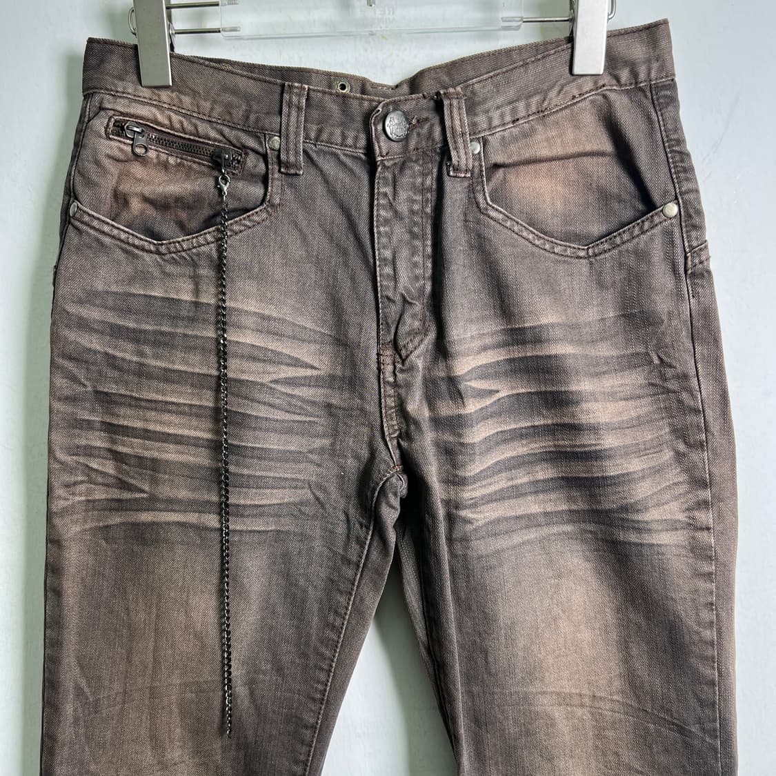 REGIEVO 레지에보 브라운 워싱 체인 데님 팬츠 31 상품이미지3