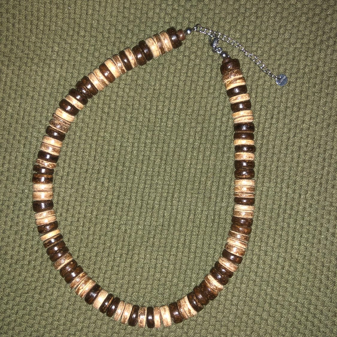 [hand made] 빈티지 볼드 브라운 우드비즈 목걸이 상품이미지2