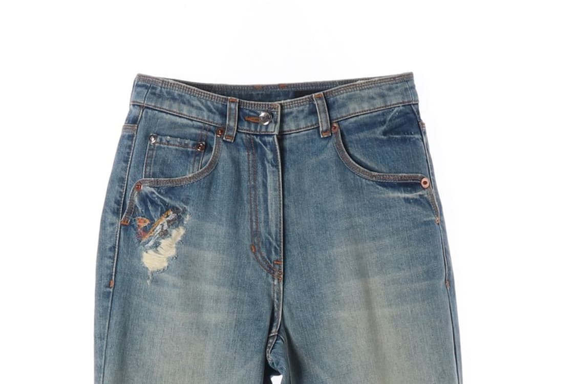 TIME 포스트모던 자수 디테일 크롭 데님 팬츠 상품이미지3