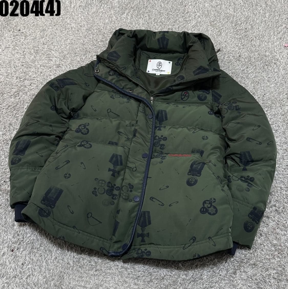 [85] 까스텔바작 여성 덕다운 패턴 카키 패딩 점퍼 0204(4) 상품이미지1