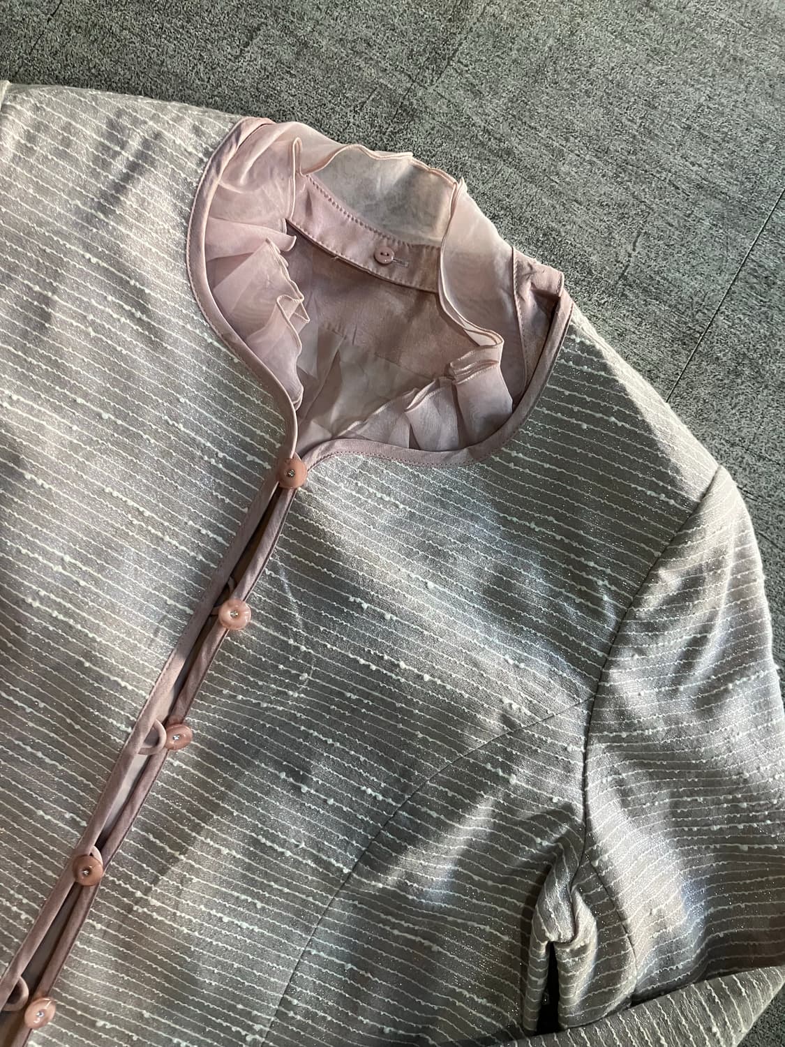 일본빈티지 Ladien 달천깔페어리갸루 영국공주풍 레이스자켓 핑크 상품이미지2