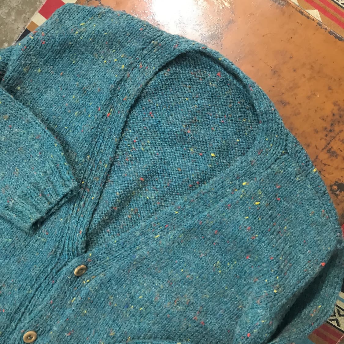 VTG 빈티지 청록 보카시 울 가디건 남성 110 여성 오버핏 상품이미지3