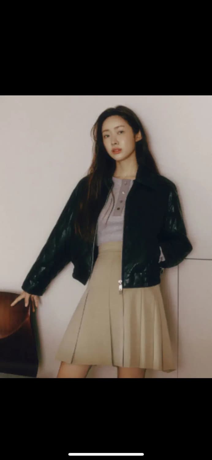 앳코너 치노 플리츠 미니 스커트 베이지 s 상품이미지4