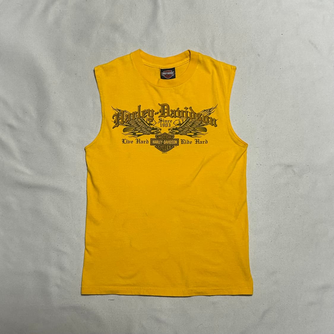 S 할리데이비슨 옐로우 빅로고 프린팅 나시 상품이미지2