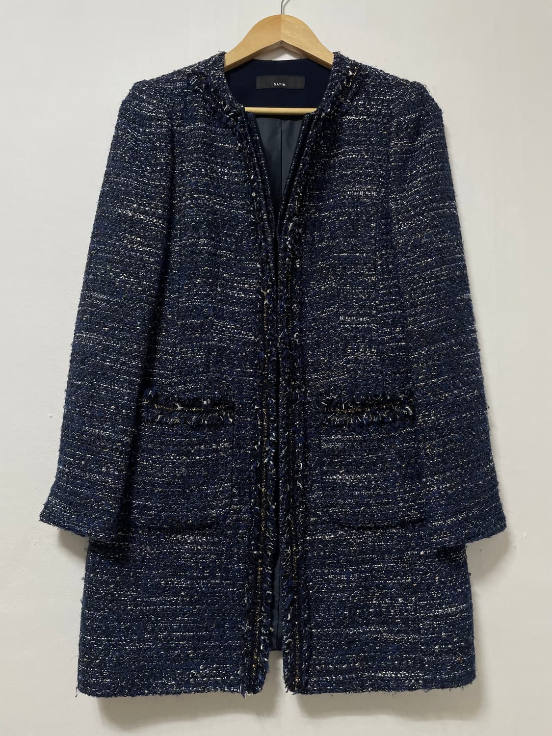 (55-66) SATIN 샤틴 트위드 롱 자켓 상품이미지1