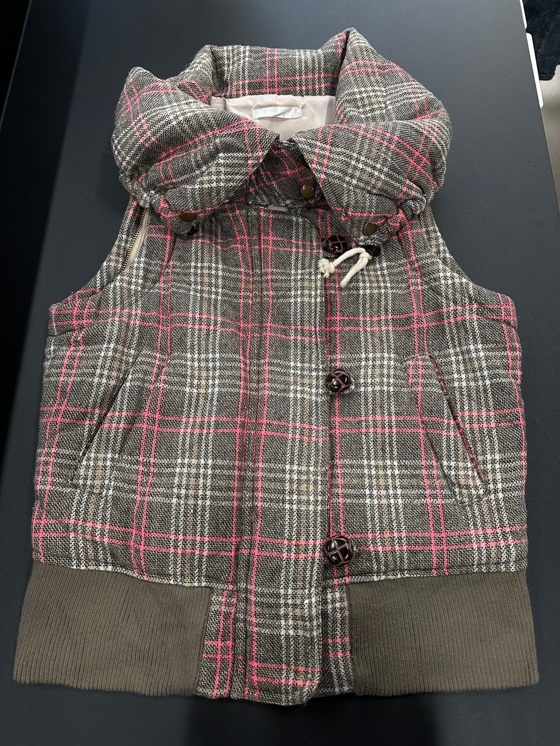 재팬빈티지 볼드넥 체크 봄버 베스트 상품이미지6