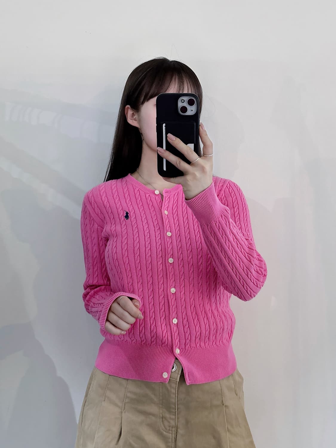 폴로랄프로렌 포니 베이비핑크 케이블 가디건 상품이미지1
