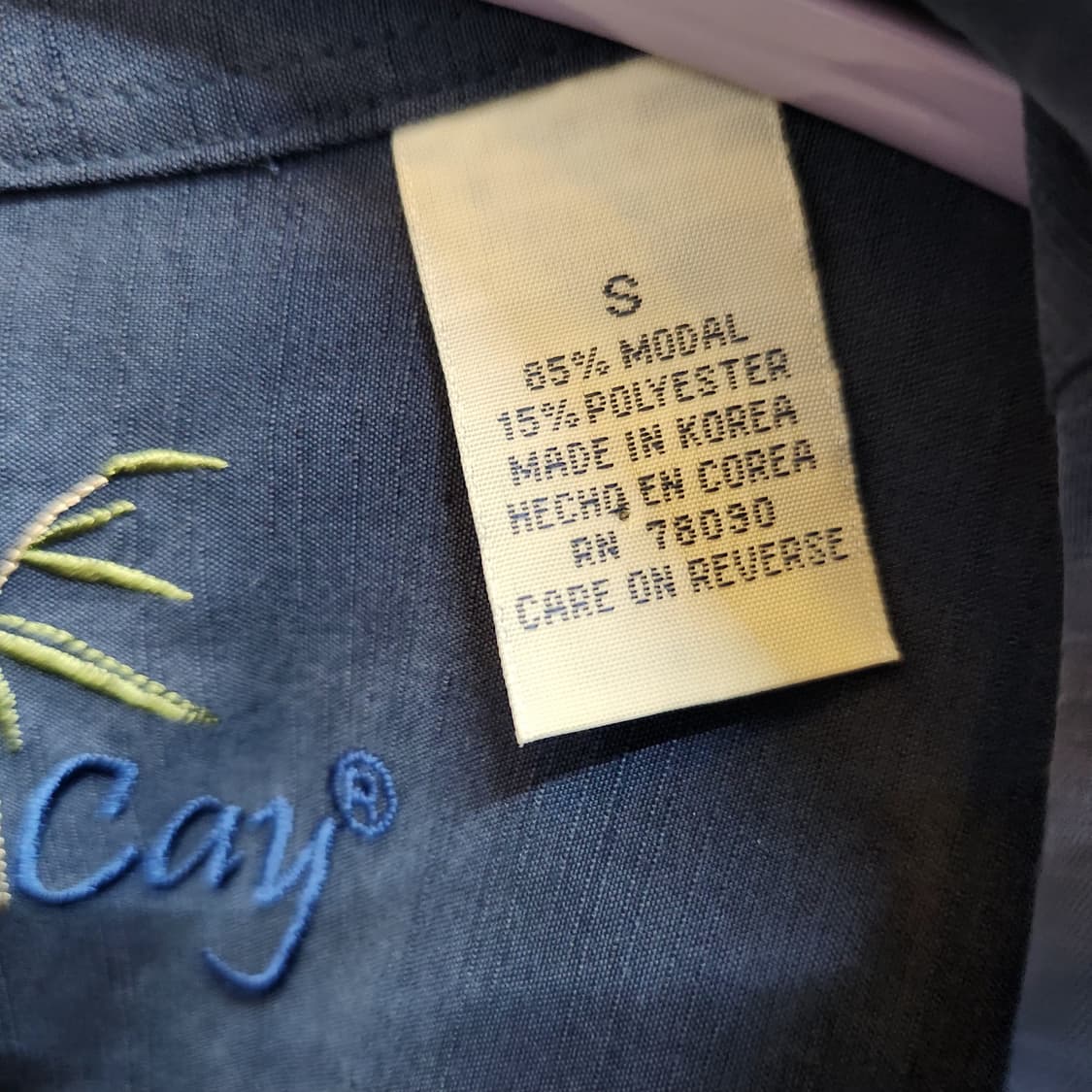 밤부케이 야자수 자수 모달혼방 반팔셔츠 S(L) 상품이미지6