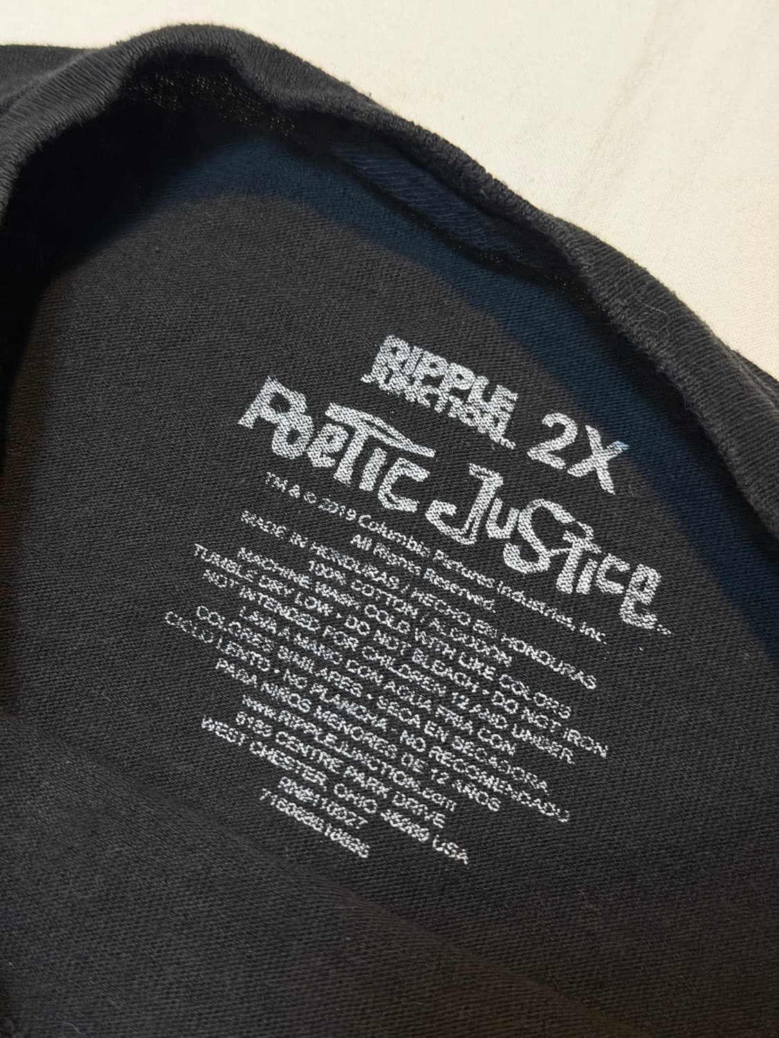 투팍 포에틱 러브 빈티지 티셔츠 힙합 랩티 블랙 상품이미지3