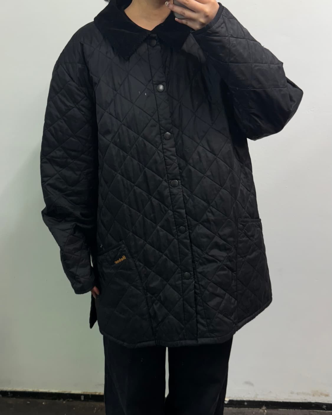 [XXL] 바버 퀄팅 자켓 블랙 상품이미지2