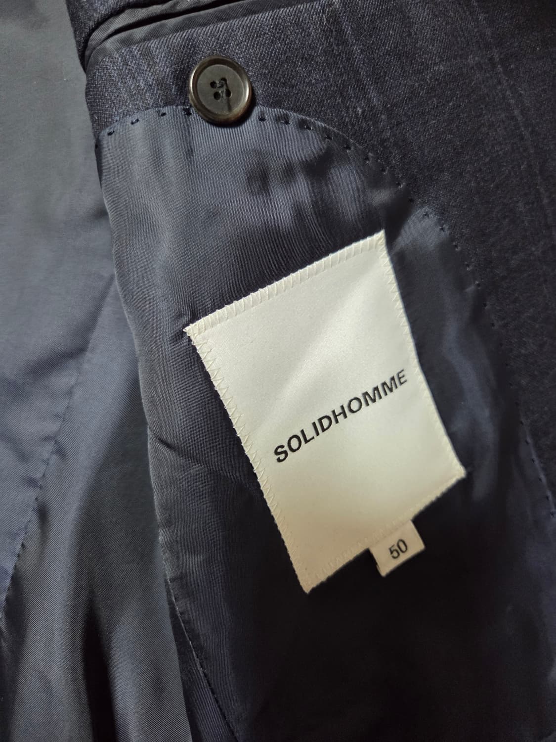 솔리드옴므 메리노울 네이비 체크 자켓 50사이즈  상품이미지3