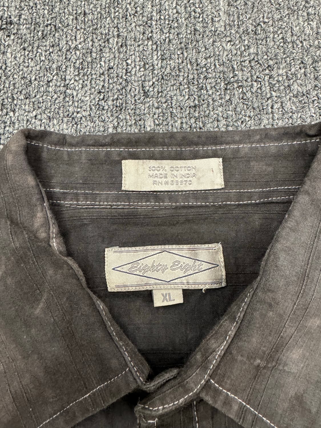 XL)Eighty Eighy 빈티지 십자기 프린팅 블랙 긴팔셔츠 상품이미지4