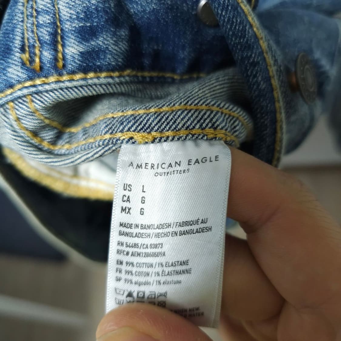 아메리칸 이글 데미지 워싱 청자켓 L아메리칸 이글 데미지 워싱 청자켓 L 상품이미지4