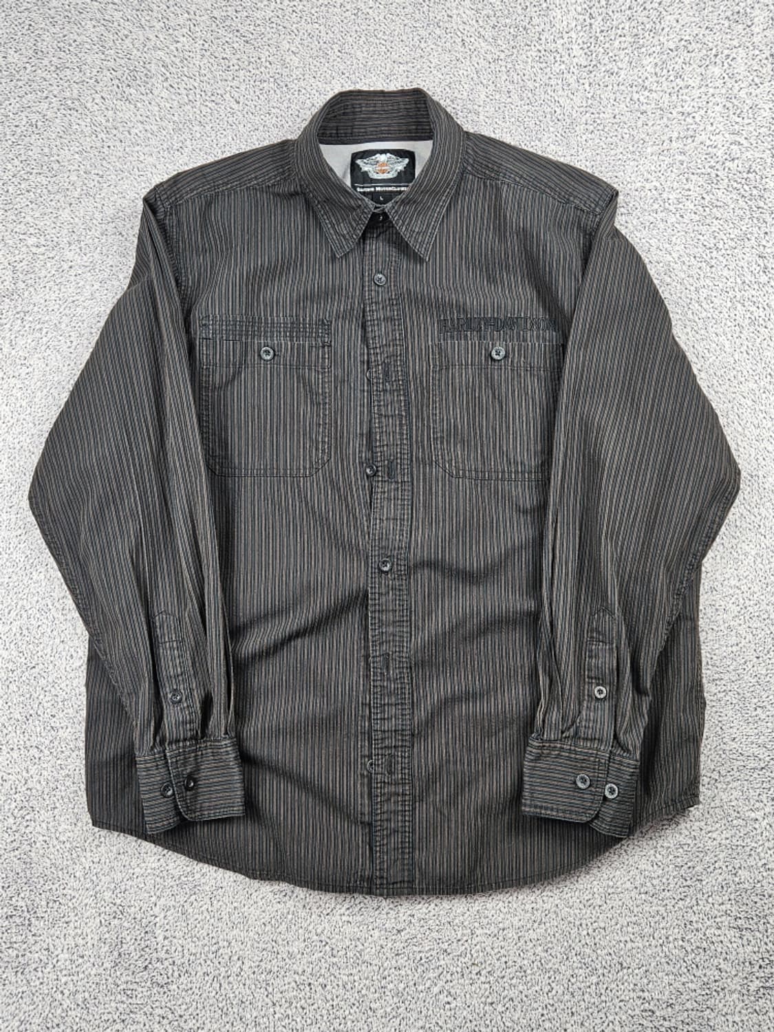 할리데이비슨 자수로고 스트라이프 버튼업 셔츠 ( L ) / 10470 상품이미지2