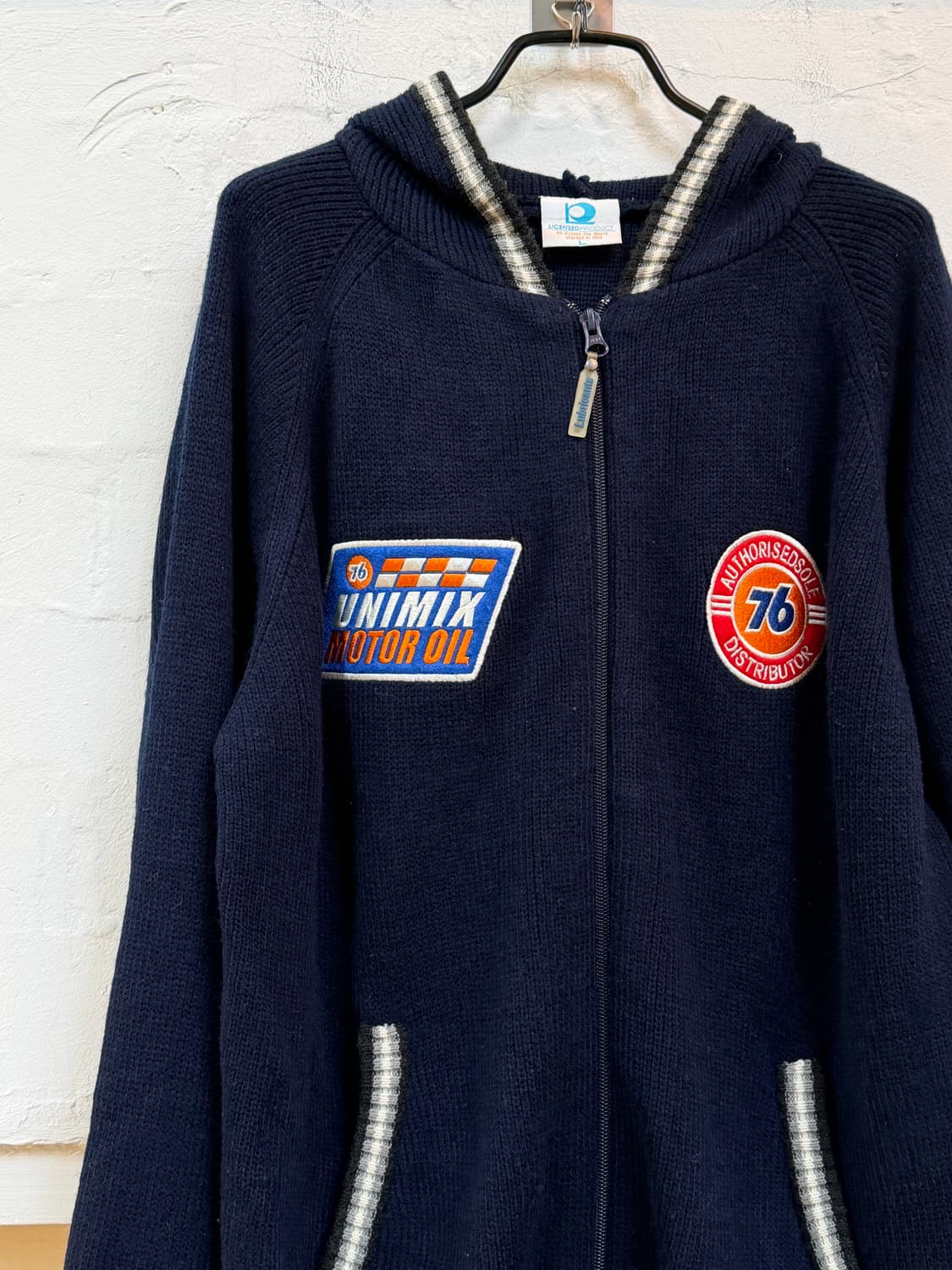 76 Lubricants 레이싱 로고 패치 니트 후드 집업 L 상품이미지3
