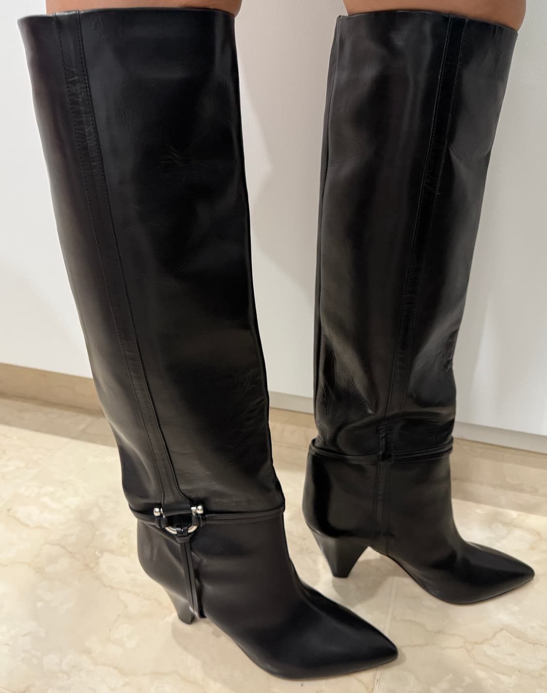 이자벨마랑 송아지 가죽 하네스 롱부츠 블랙 37 상품이미지1