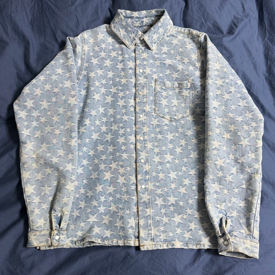 (M) ERL 이알엘 스타 패턴 데님 셔츠 상품이미지2